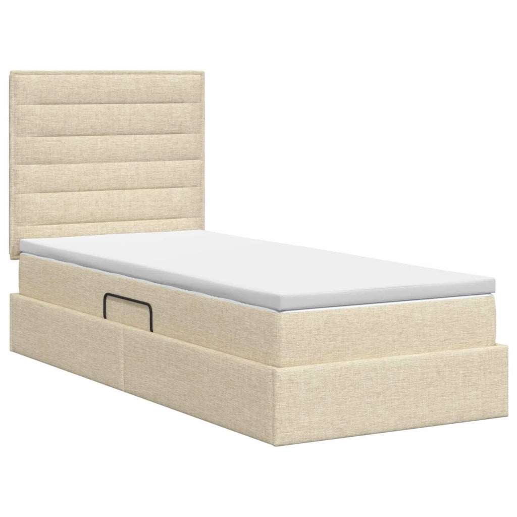 Letto con contenitore e materasso Crema 100 x 200 cm Tessuto 3459424
