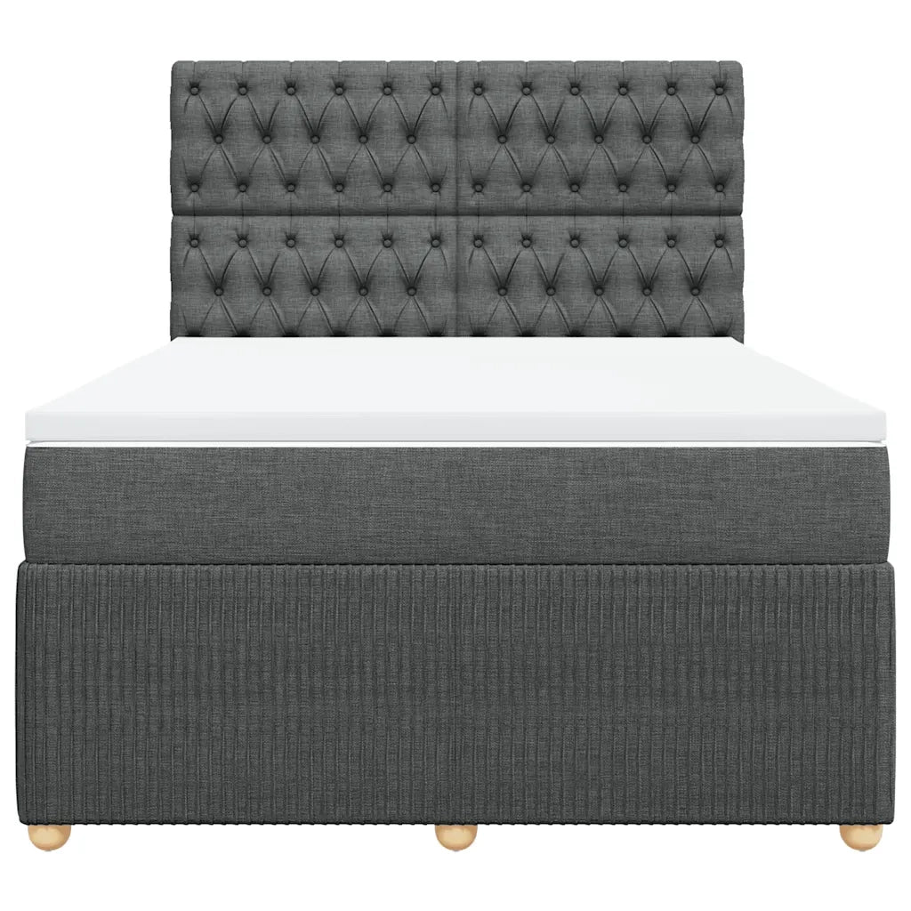Giroletto a Molle con Materasso Grigio Scuro 160x200 cm Tessuto
