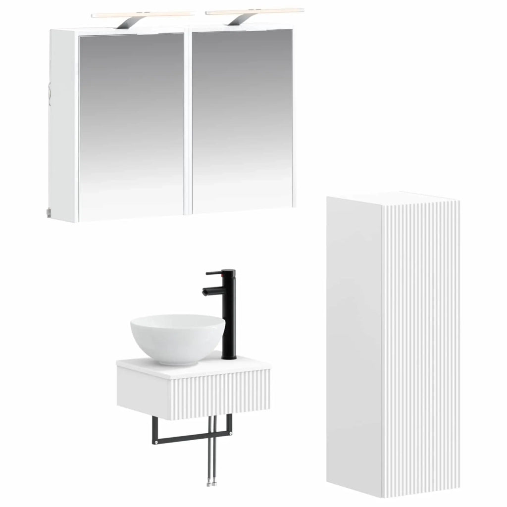 Set di Armadi da Bagno 4 pz Bianco Legno ingegnerizzato 3407367