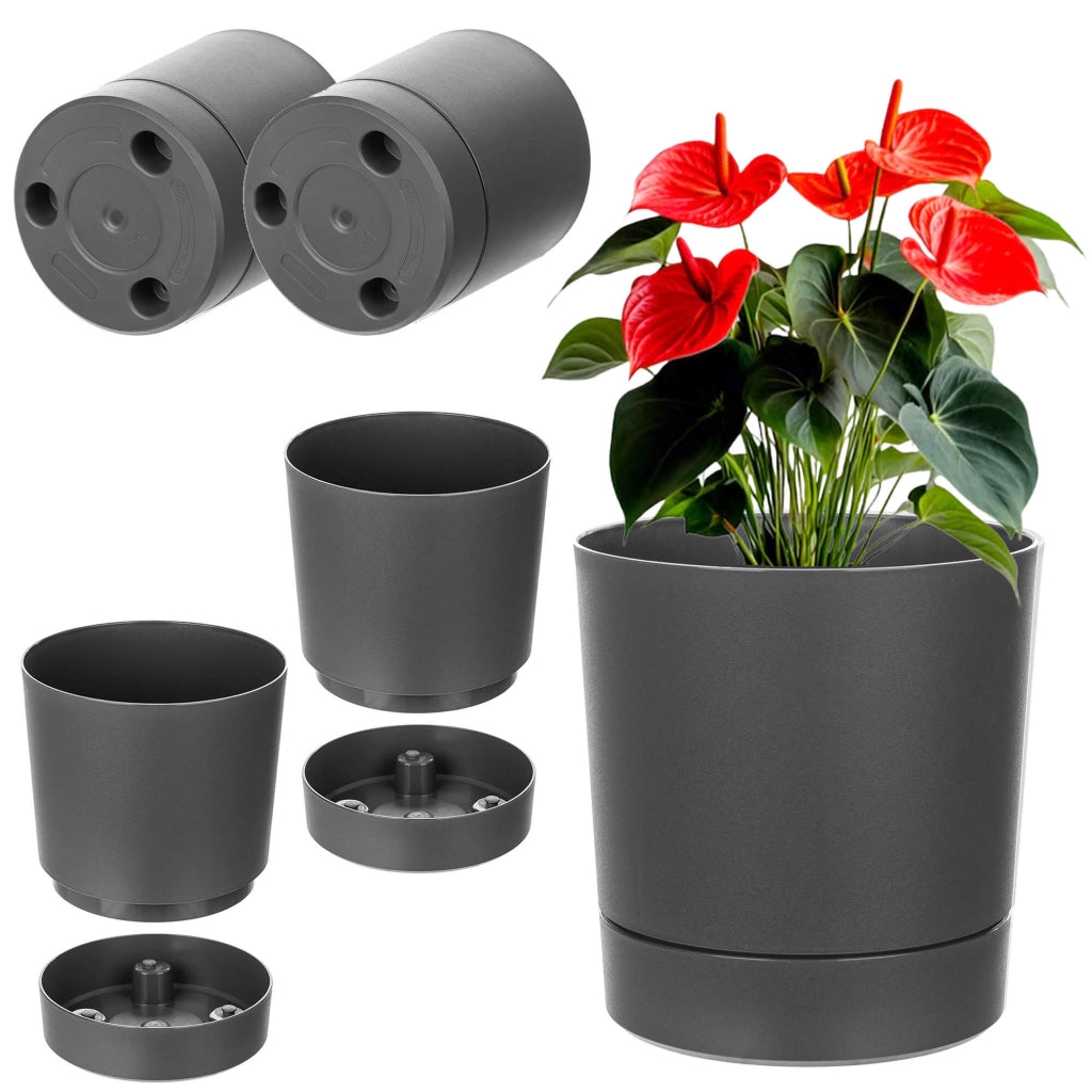 Vaso da fiori KADAX con coprivaso e sottovaso, rotondo, 20 cm, set da 2