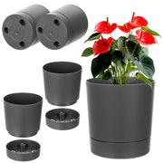 Vaso da fiori KADAX con coprivaso e sottovaso, rotondo, 20 cm, set da 2