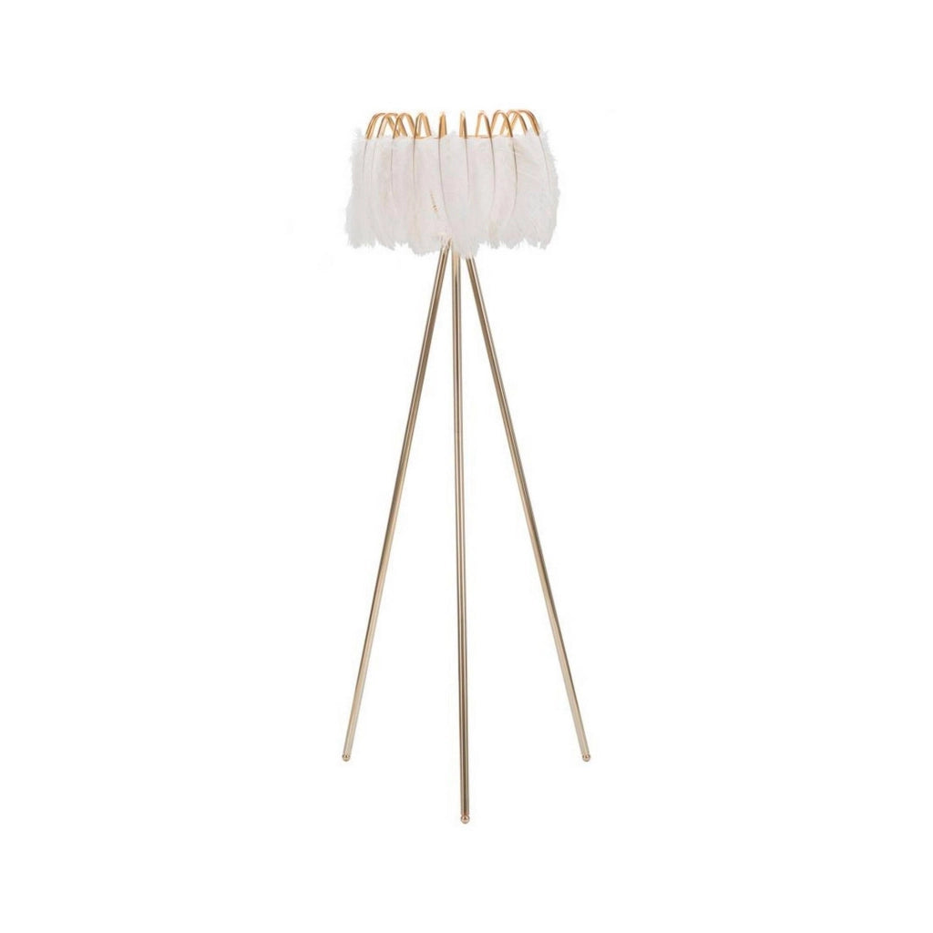 Lampada da terra Millefleur, Luce da terra, Lampada da pavimento, Lampada a stelo, 46x46 h147 cm, Bianco e Oro
