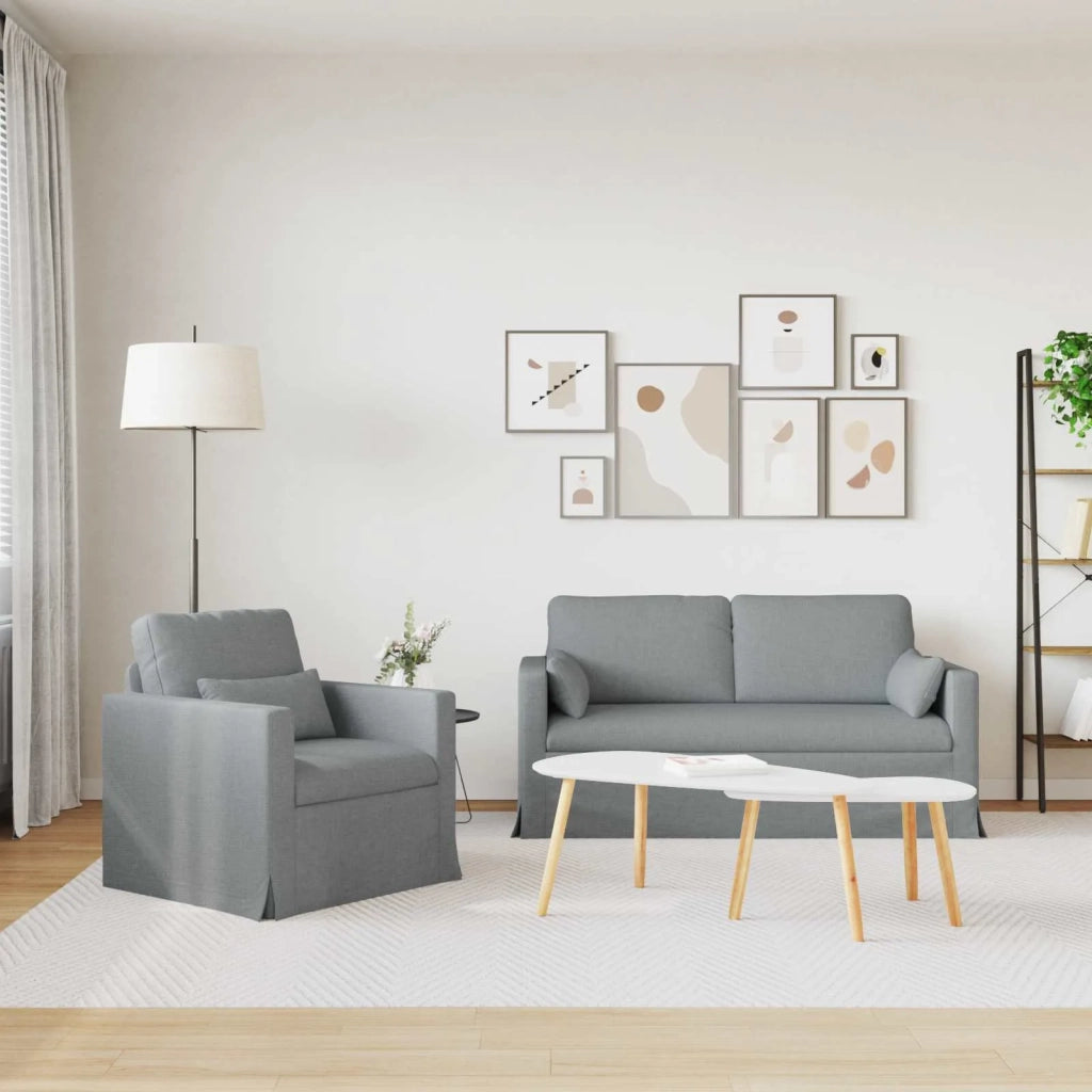 Set di divani 2 pcs Grigio chiaro 158 x 78 x 80 cm Tessuto