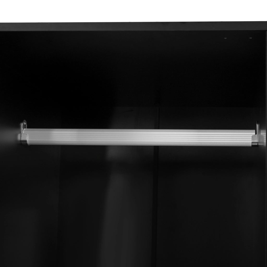 Armadio con specchio a 1 anta, 2 cassetti e 4 vani aperti, per camera e ingresso, bianco e nero, 80 × 40 × 180 cm
