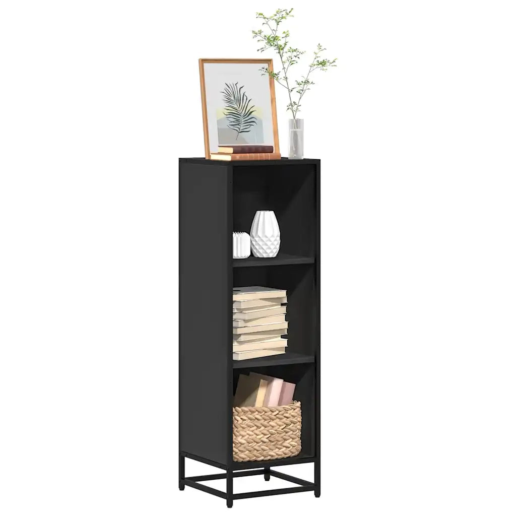 Libreria-Scaffale per Libri-Mobile di Stoccaggio Nera 33,5x33x107,5 cm in Legno Multistrato