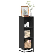 Libreria-Scaffale per Libri-Mobile di Stoccaggio Nera 33,5x33x107,5 cm in Legno Multistrato