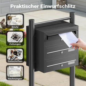 Cassetta postale condominiale autoportante 3 posti, 1 modulo, nero 556 x 270 x 1500 mm