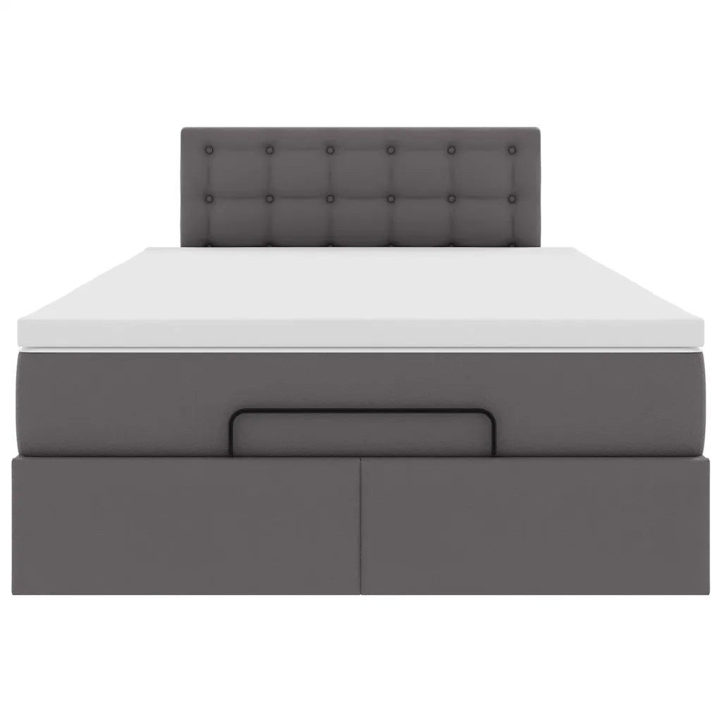 Struttura Letto Pouf con Materasso Grigio 120x190 cm Similpelle