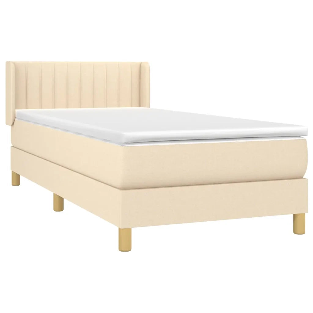 Giroletto a Molle con Materasso Crema 90x190 cm in Tessuto