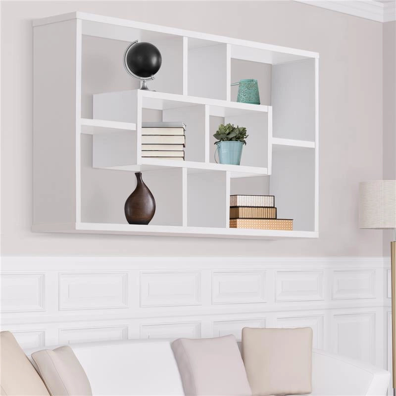 MODERNA LIBRERIA A PARETE 85 X 47.5 X 14.5 CM  IN LEGNO BIANCO