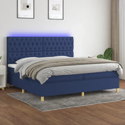 Letto a Molle Materasso e LED Blu 200x200cm in Tessuto 3135707