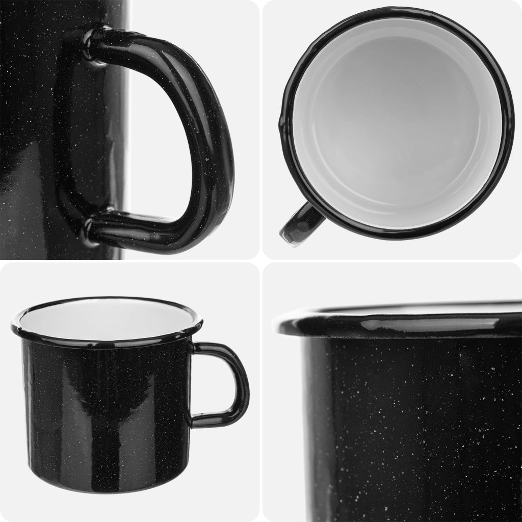 Tazza smaltata KADAX da 400 ml, 8 cm, stile retrò, con manico.