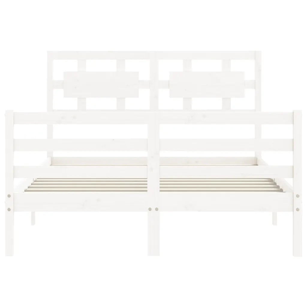 Giroletto con Testiera-Struttura Letto con testiera Bianco 120x200 cm in Legno Massello 613405