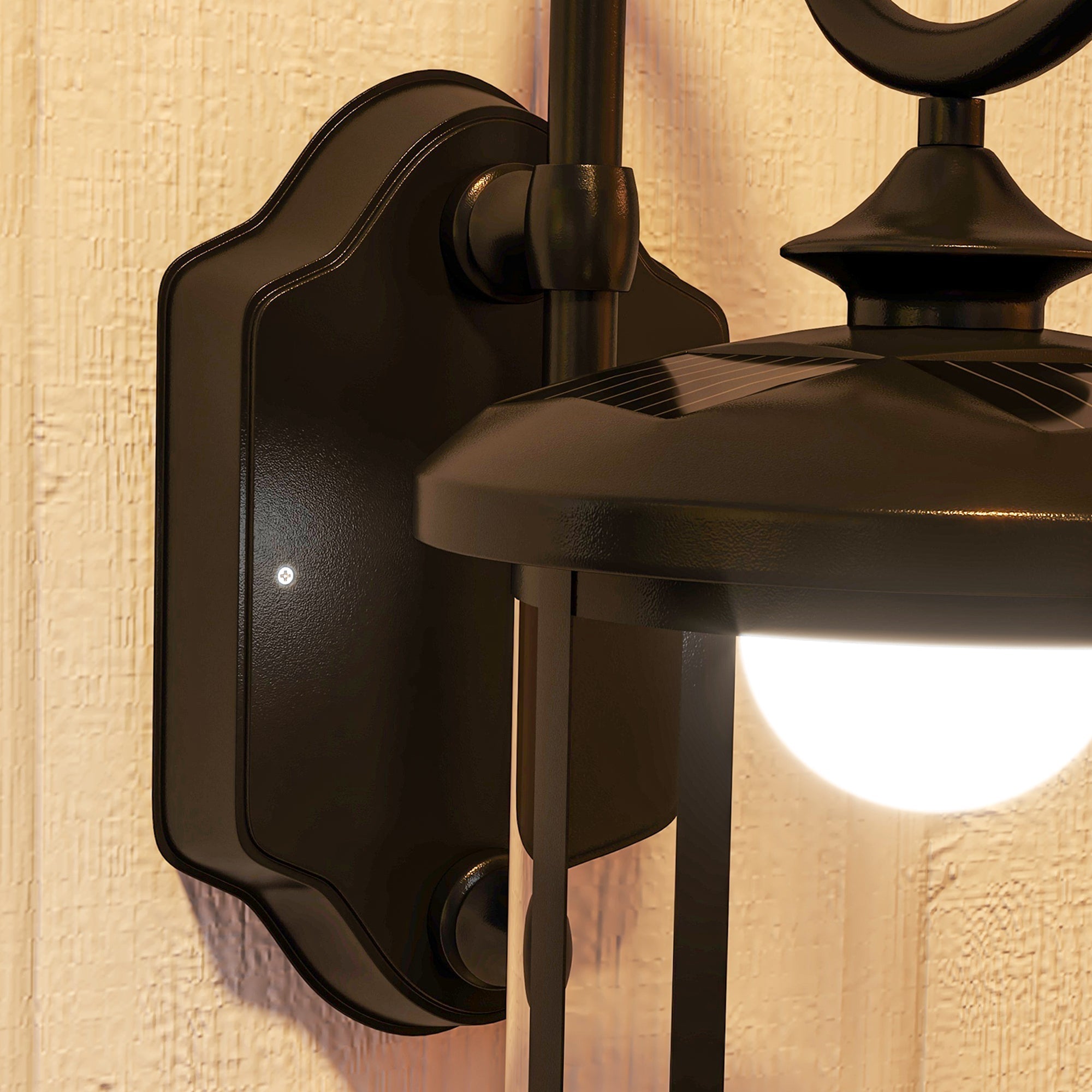 Lampada da Esterno con Pannello Solare 16,5x25,5x41 cm Impermeabile IP44 e Accensione Automatica Nero