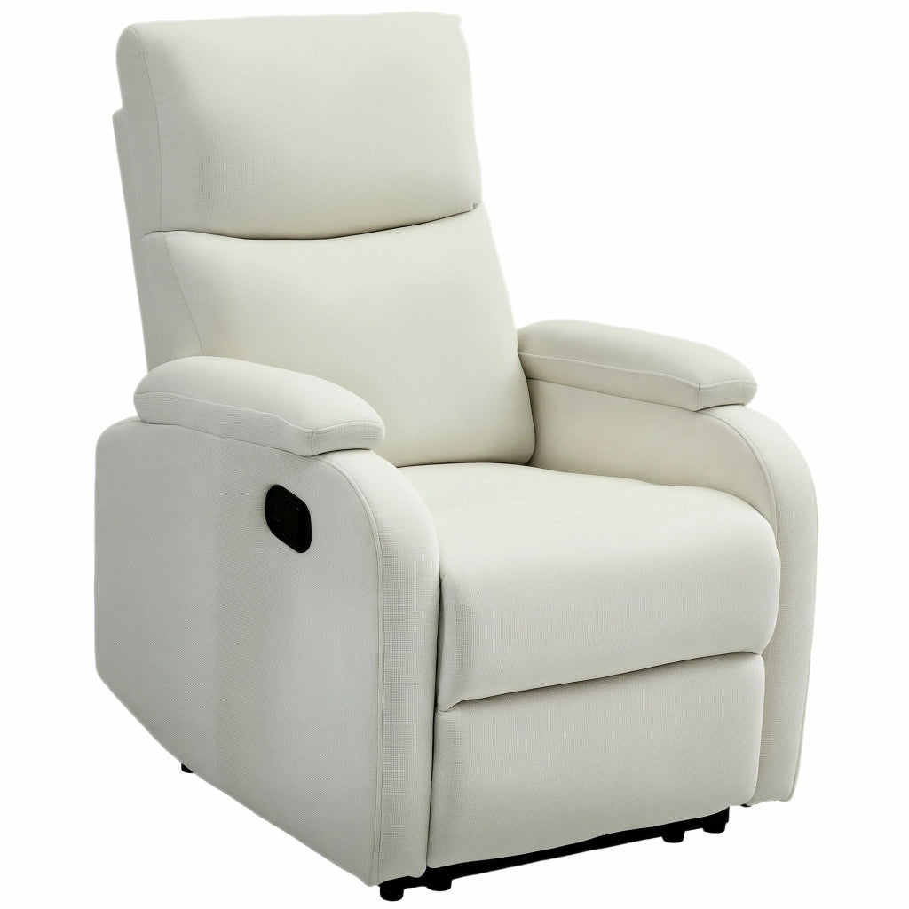 Poltrona Reclinabile Manualmente a 60¡ã Extra Imbottita in Tessuto con Poggiapiedi, Crema