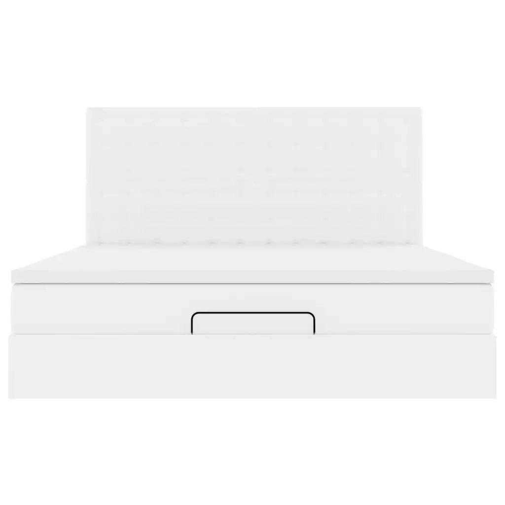 Struttura Letto Pouf con Materasso Bianco 180x200 cm Similpelle 3313017