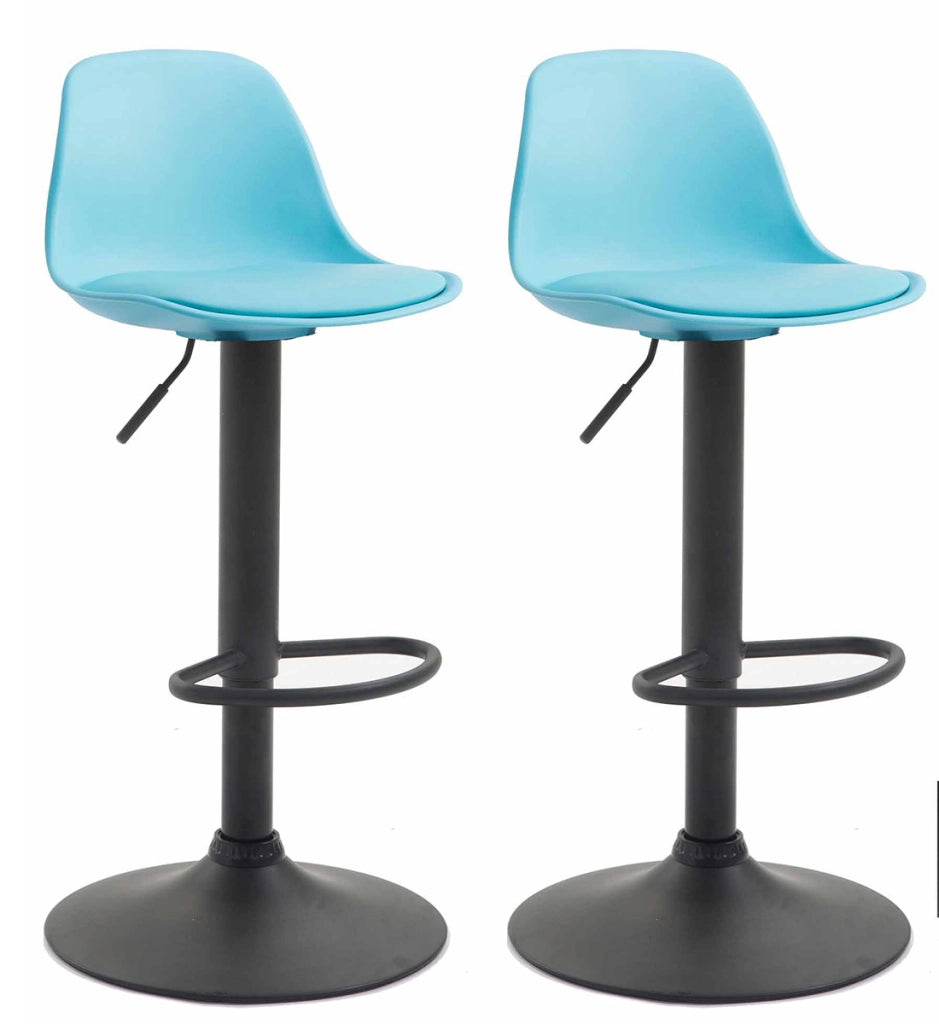 Set 2 sgabelli Kiel in polipropilene e similpelle nero,blu