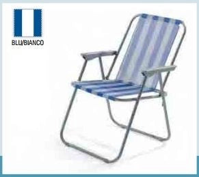SEDIA DA GIARDINO PIEGHEVOLE LANZAROTE IN METALLO E TEXTILENE RIGHE BLU 52X44X7M