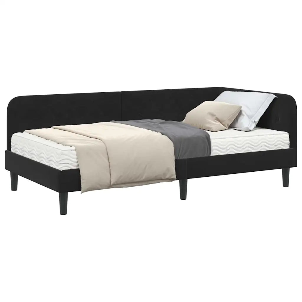 Cornice del letto ad angolo Nero 90 x 200 cm Velluto