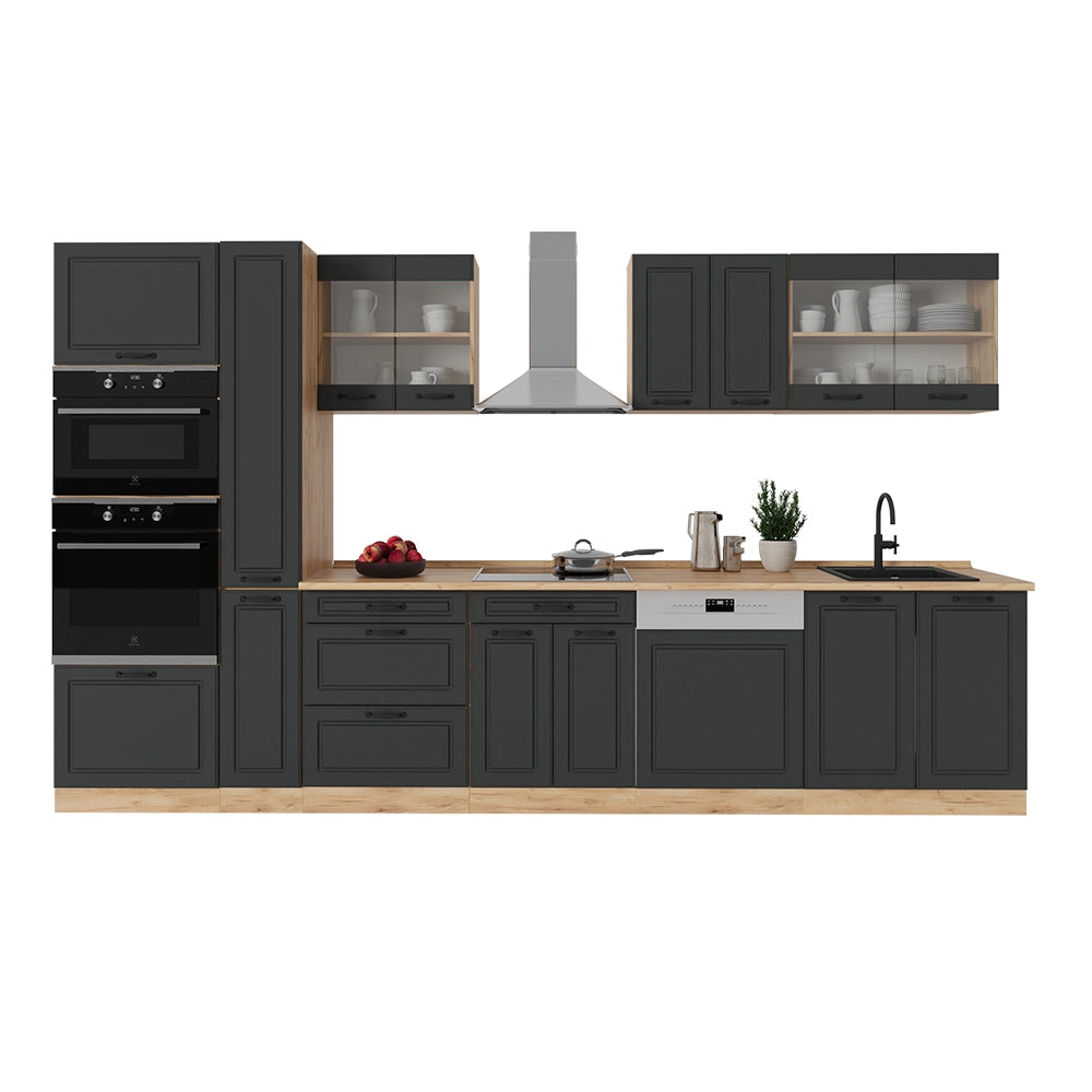 Vicco Cucina completa Antracite casa di campagna/rovere dorato 350 cm , PL Marmo