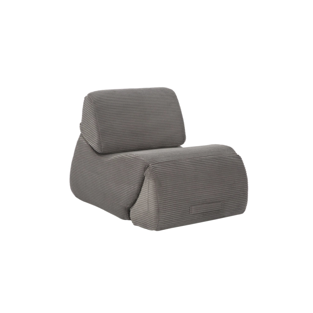 Divano modulare 115x247x76 cm con funzione letto in velluto a coste grigio