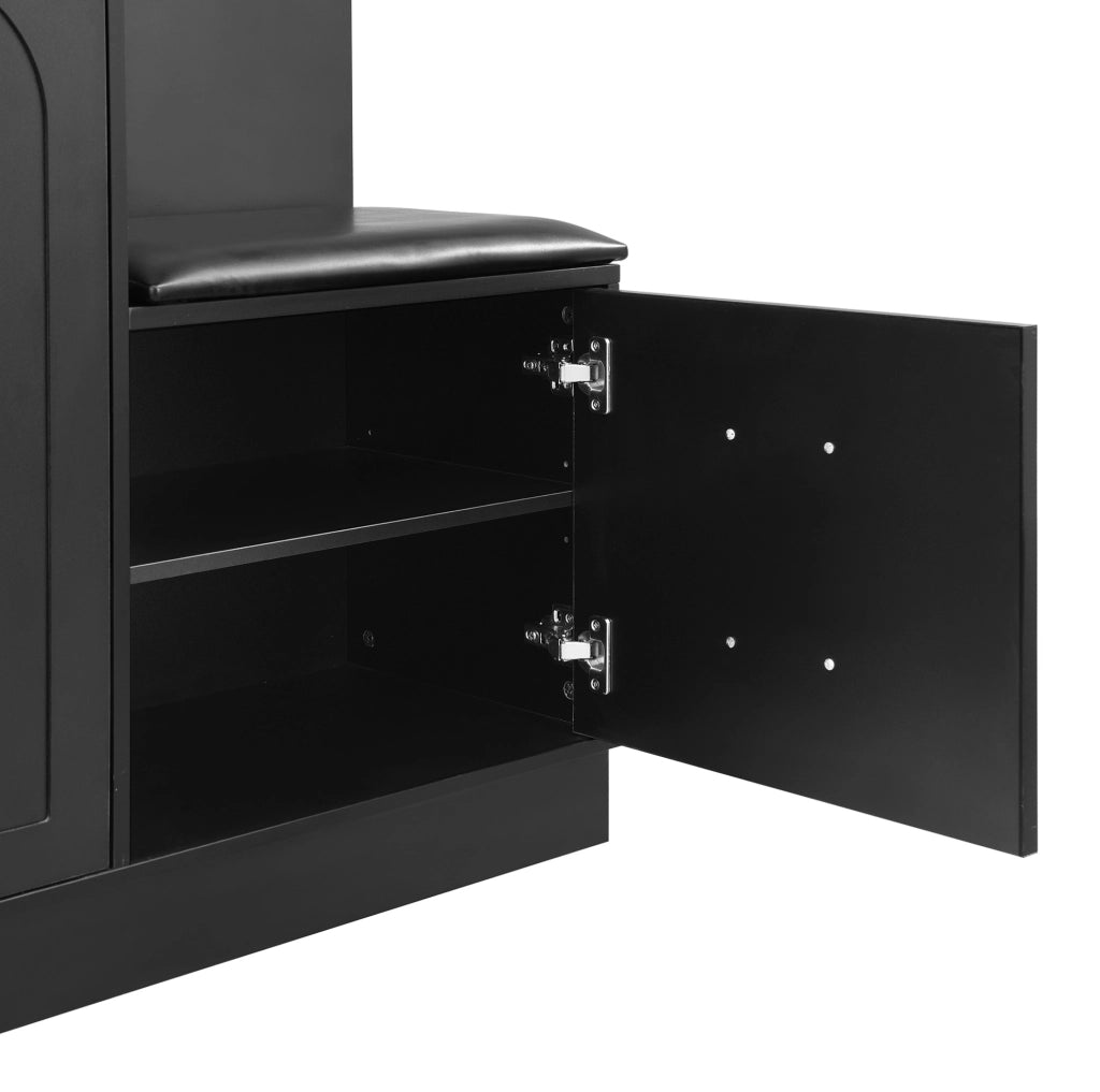 Guardaroba da ingresso 110x33x185,5 cm nero in MDF, con specchio e scarpiera