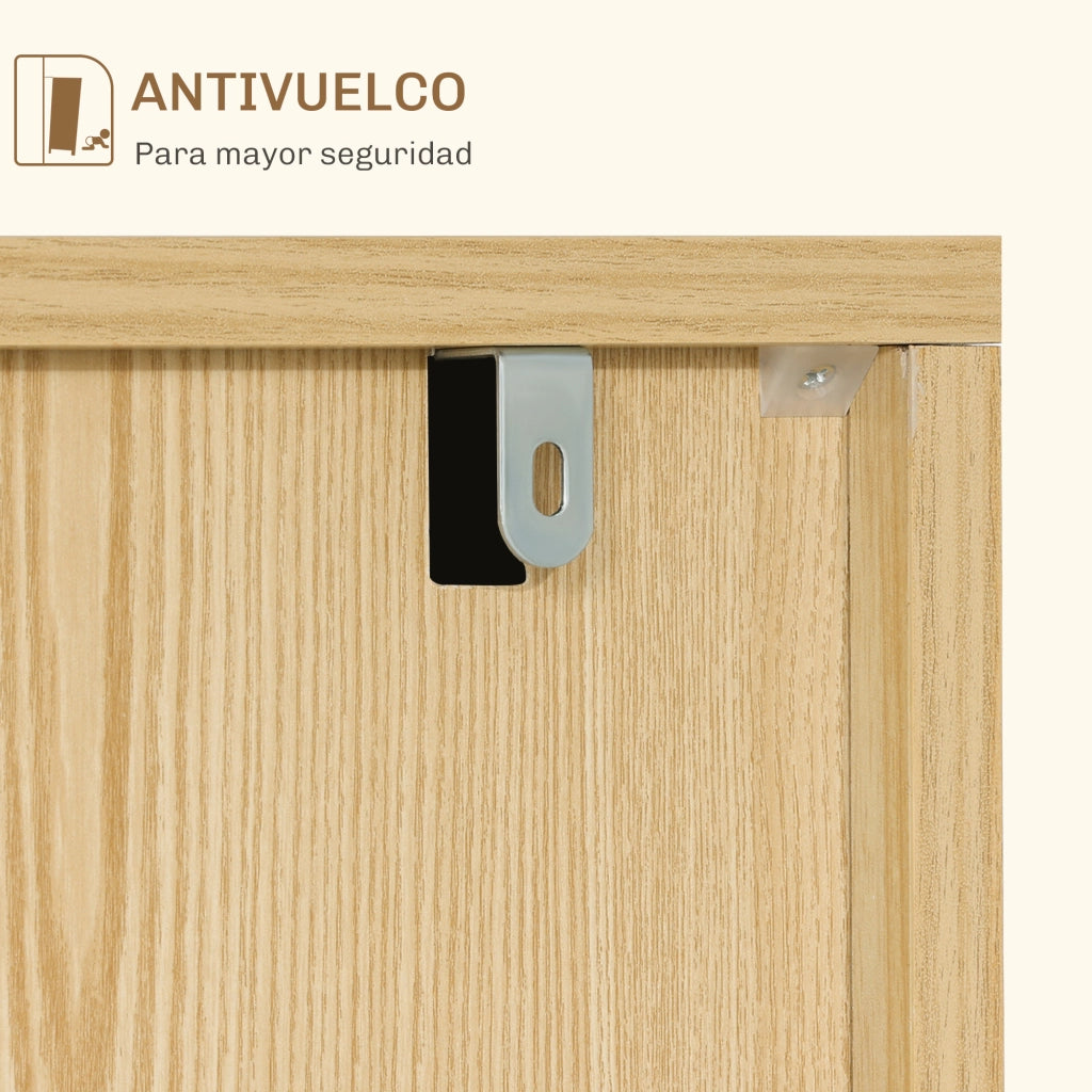Buffet con Ante e Ripiani Regolabili ¨C zephmum ¨C Bianco e Naturale 91.5x35x77.4