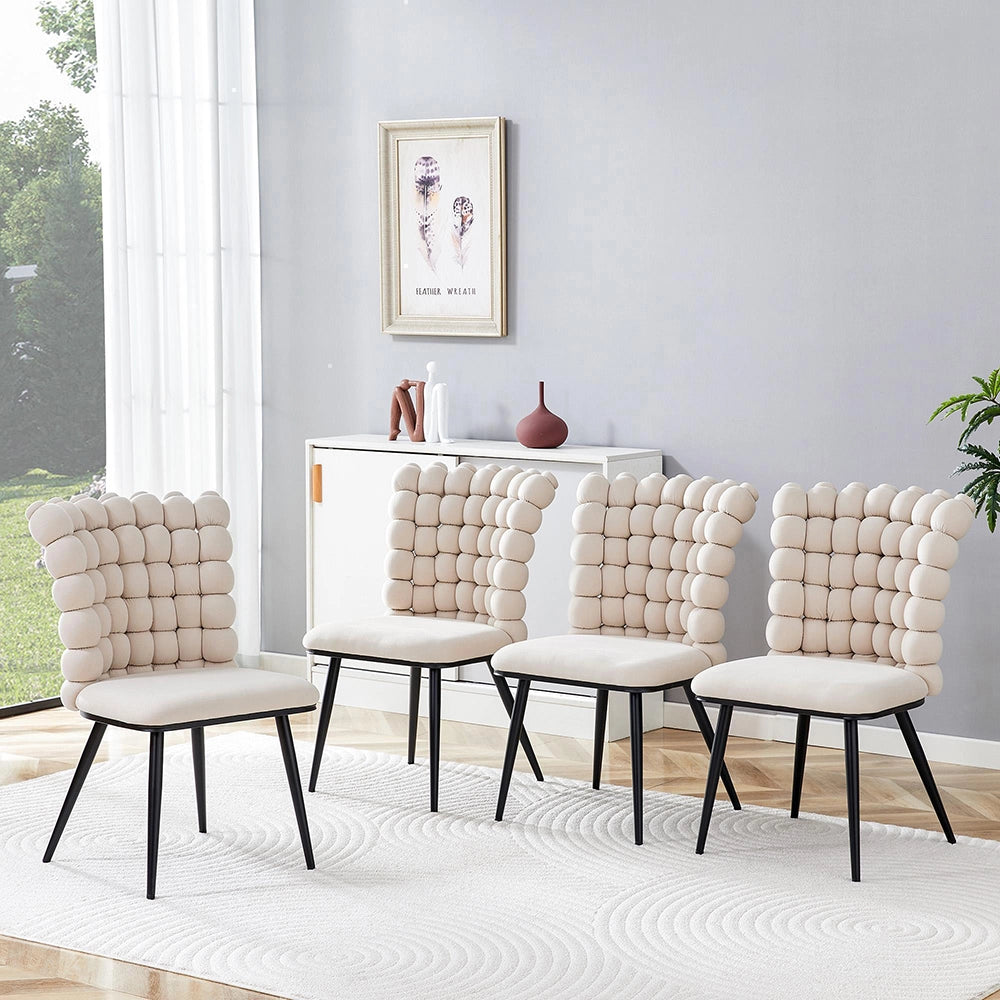 Set 2 sedie da pranzo - Xylo - velluto crema gambe nere