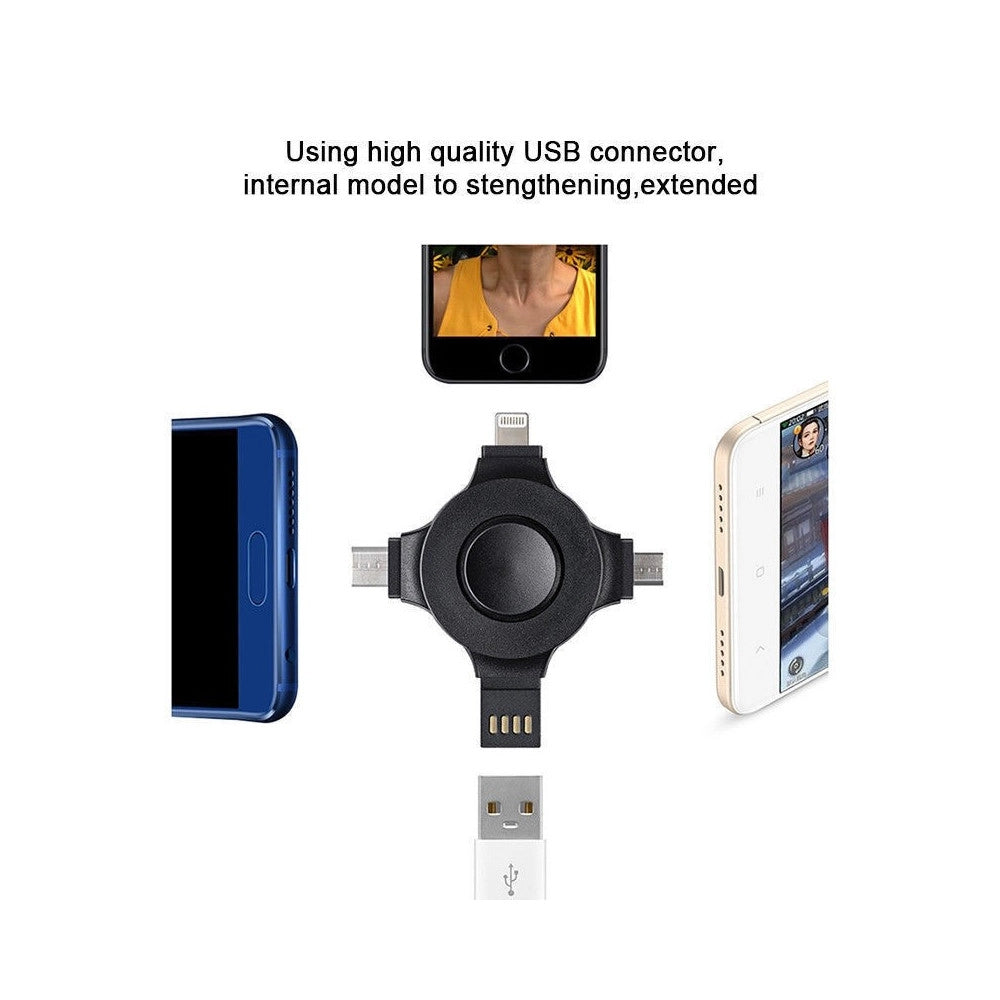 Trade Shop - Caricatore Per Cellulari Smartphone 4 In 1 Multifunzione Universale Ricarica Usb -