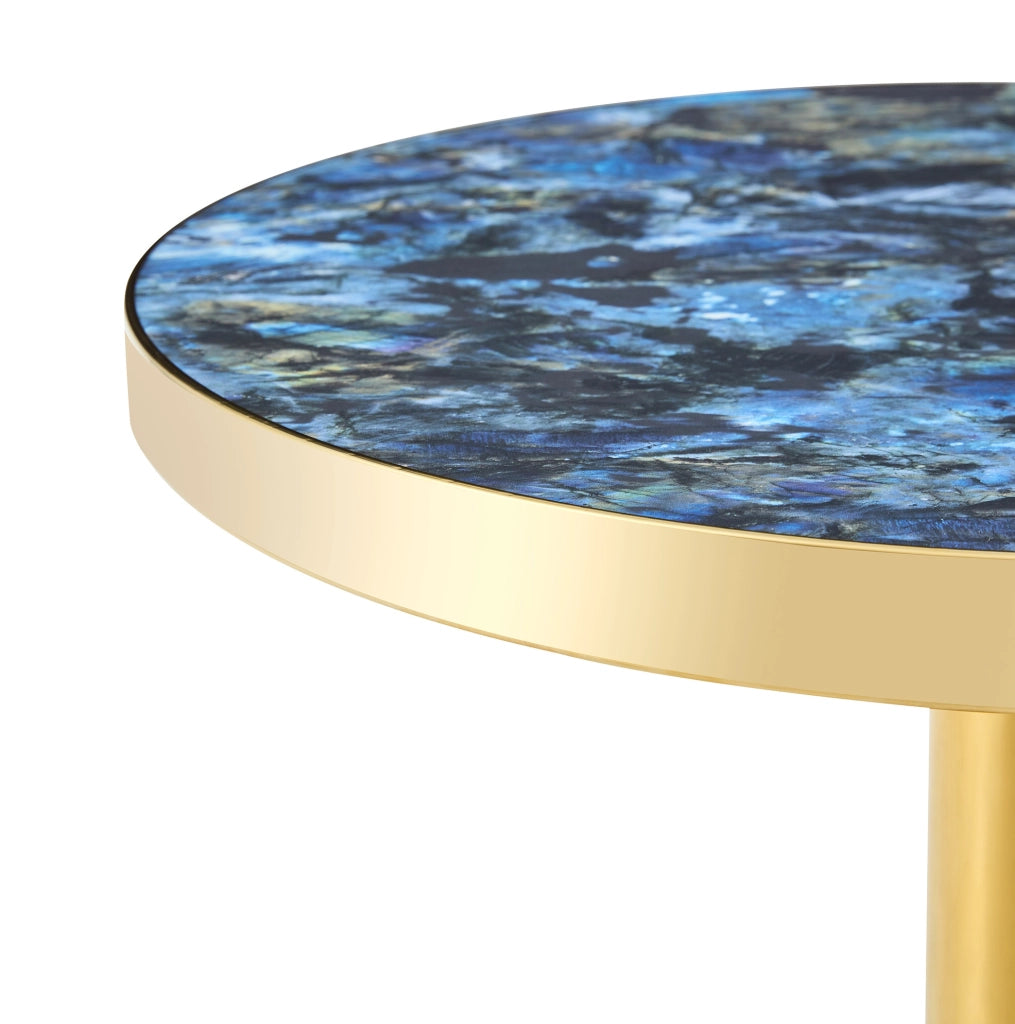 Tavolino rotondo Ø60 x 73;7 cm blu MDF e metallo; base stabile