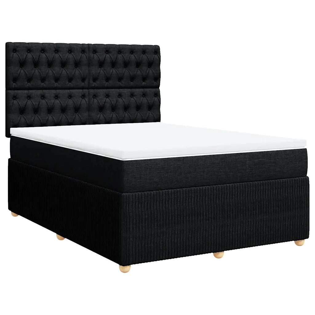 Giroletto a Molle con Materasso Nero 140x200 cm in Tessuto