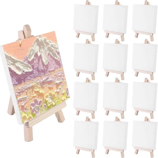 Mini set di cavalletti in legno - ideale per dipingere e decorare - 12 pezzi - legno