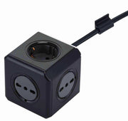 Multipresa Cubo 2 Schuko e 3 Bipasso Nero