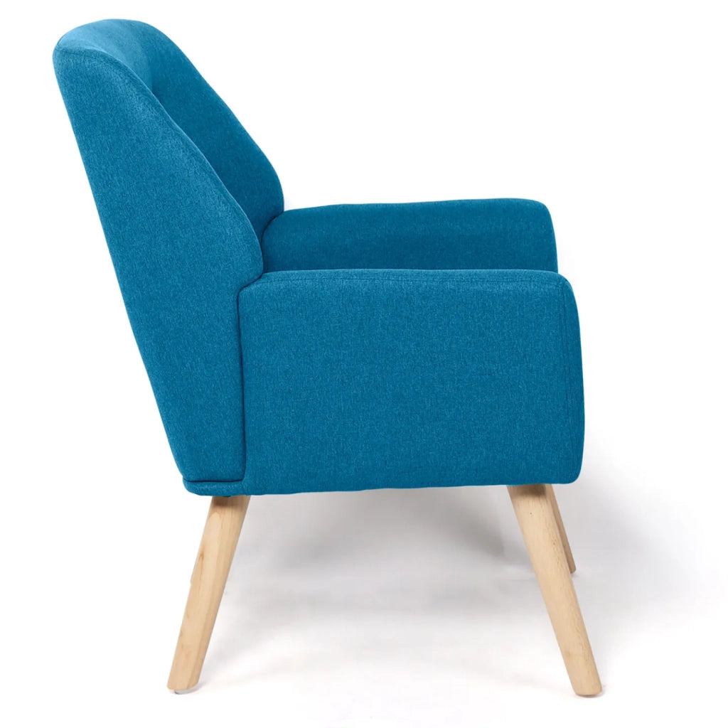 IDMarket - Poltrona scandinava in tessuto blu anatra NAT