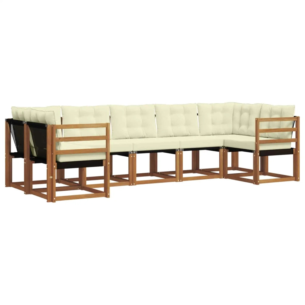 Set di divani da esterno con cuscino 7 pcs Naturale e Crema