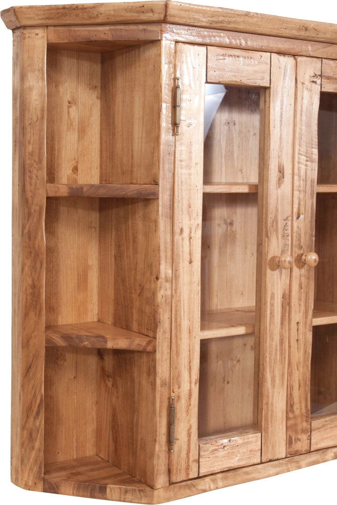 Biscottini Vetrinetta scantonata da appendere in legno massello di tiglio finitura naturale Made in Italy