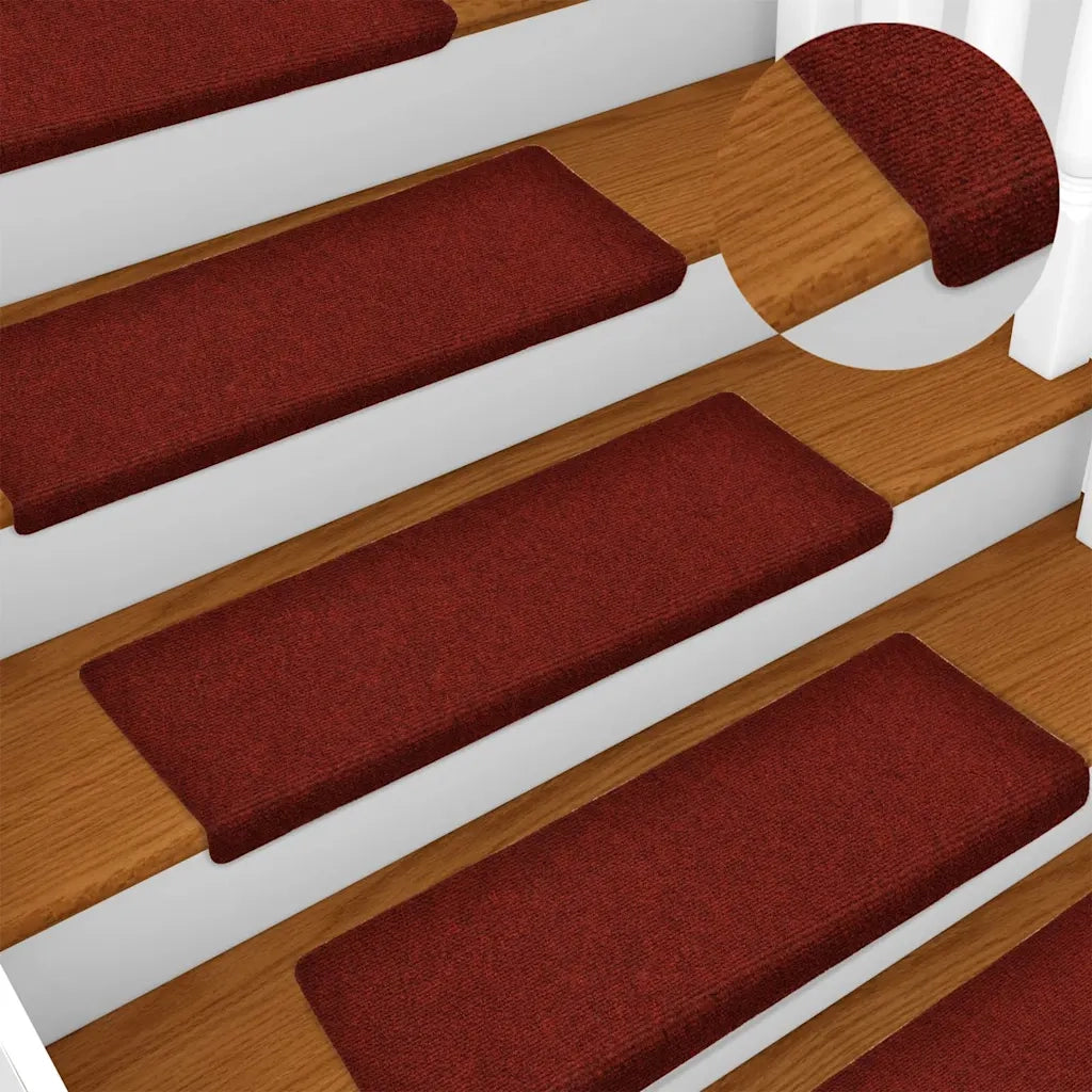 Tappetini per scale autoadesivi 30 pz | Gradini per Scale 65x21x4 cm Bordeaux Rosso Bordo rettangolare