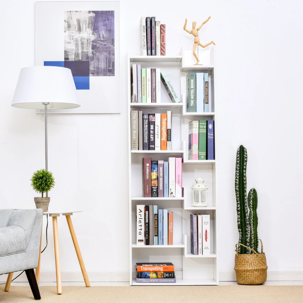 Libreria 6 livelli design irregolare ¨C zephmum ¨C bianco 60x21x162.5