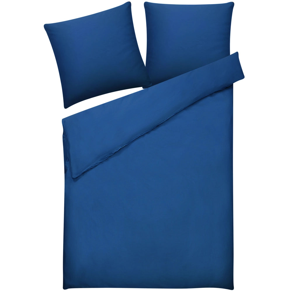 Set di biancheria da letto 155 x 200 cm in cotone a tinta unita blu