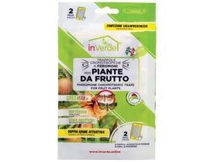 TRAPPOLA CROMOTROPICA PIANTE DA FRUTTO- - conf.pz.2 + 2 feromoni - 12 pezzi INVERDE
