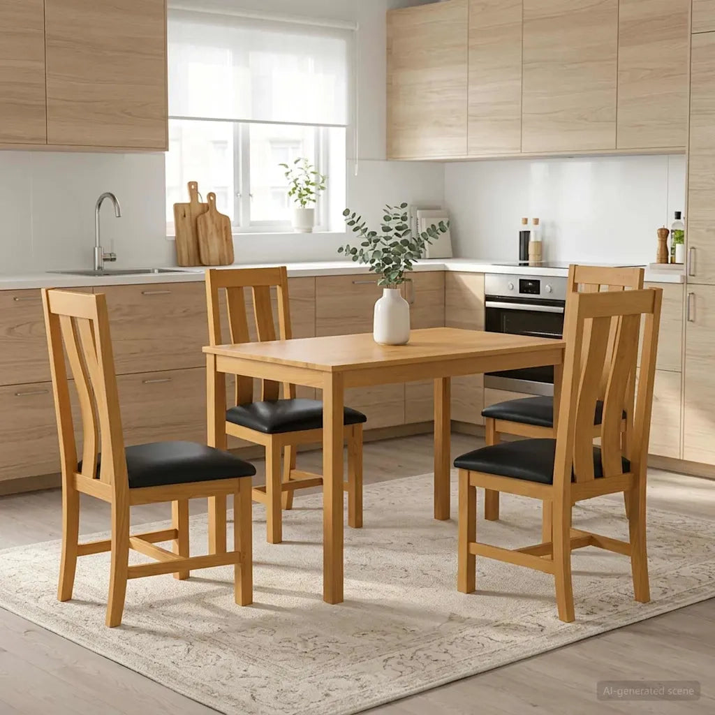 Set da pranzo 5 pz Nero Legno di Quercia Massello 3430243