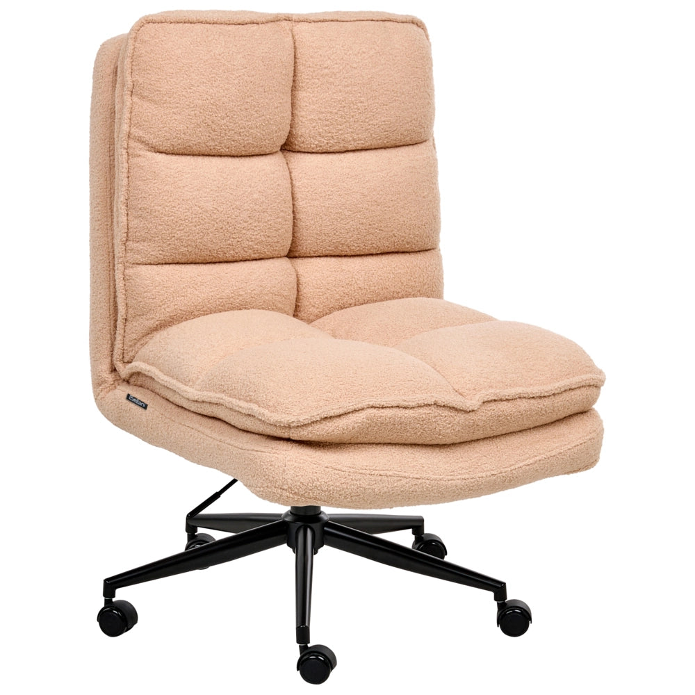 Sedia da scrivania per ufficio Rivestimento in Boucle rosa pesca Regolazione dell'altezza del sedile Imbottitura girevole reclinabile
