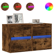 Mobili TV a Parete con Luci LED 2pz | Armadietto TV | Mobile Porta TV Rovere Fumo 41x31x45 cm