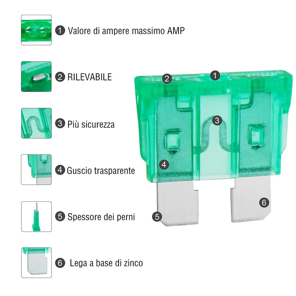 Trade Shop - Fusibili Assortiti 101 Pz Lamellari Per Auto E Moto Barca Kit Fusibbili Standard -
