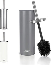 Spazzola per il water, siliconica, grigio opaco, antracite, acciaio inossidabile, inossidabile e sostituibile, Nero, senza fori, con supporto per spazzola per il water, spazzole per il water con supporto per spazzola, spazzola per il water