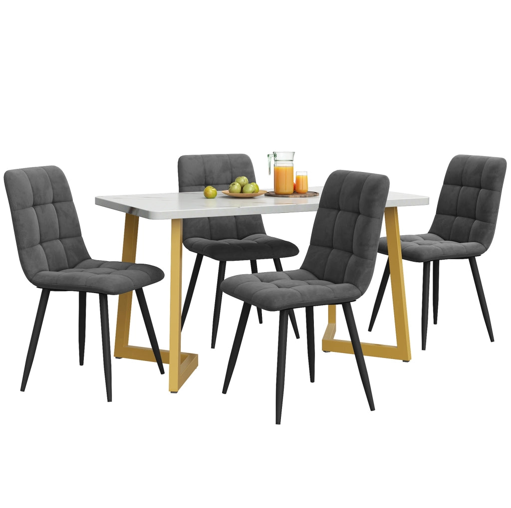 Set tavolo da pranzo rettangolare con 4 sedie; MDF grigio
