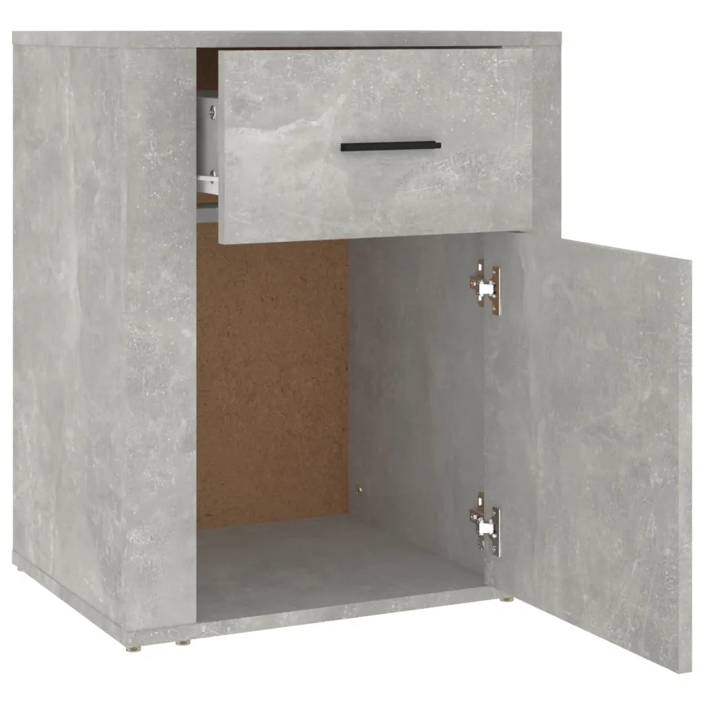 Comodino | Armadio da Notte | Mobiletto da notte Grigio Cemento 50x36x60 cm in Legno Multistrato