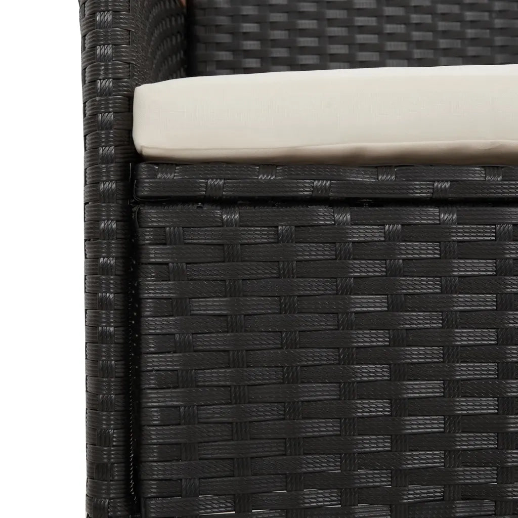 Set da Pranzo da Giardino 3 pz con Cuscini Nero in Polyrattan 3157528