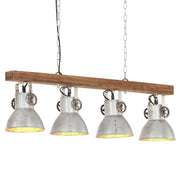 Lampada a Sospensione Industriale Argento E27 Legno di Mango 320521