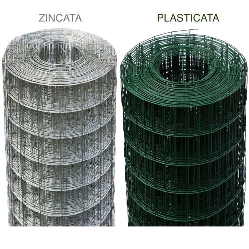 Rete Recinzione Elettrosaldata Metallica Plasticata VERDE maglia 50X75 mm H:150 cm Rotolo 25 mt 